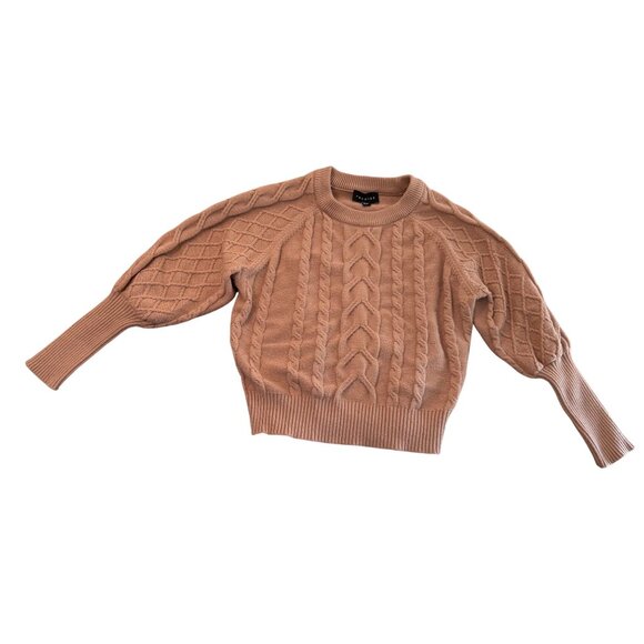 Premise Womens Cable Knit Pullover Sweater M/M Blush Pink Long Sleeve Cozy & Sty - Picture 2 of 9